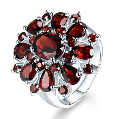 Inlaid Pomegranate Ruby Female Full Diamond Rings
