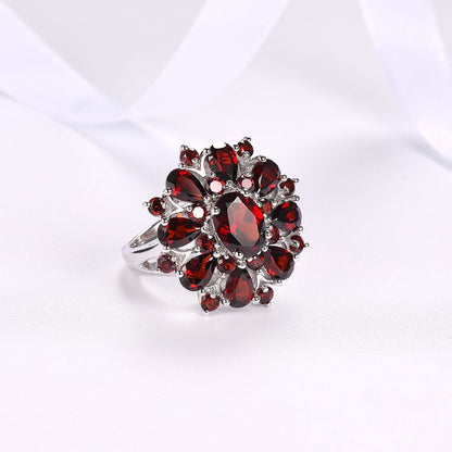 Inlaid Pomegranate Ruby Female Full Diamond Rings