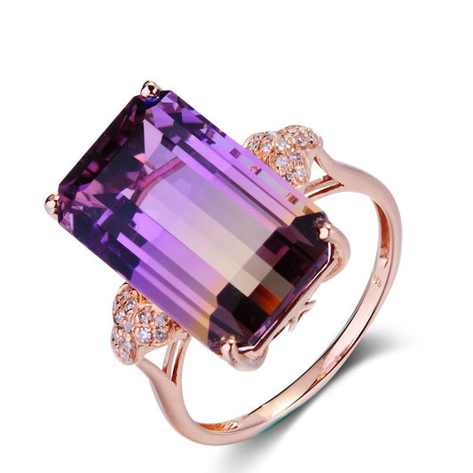 Luxury Tourmaline Rose Gold Plated Colored Rings