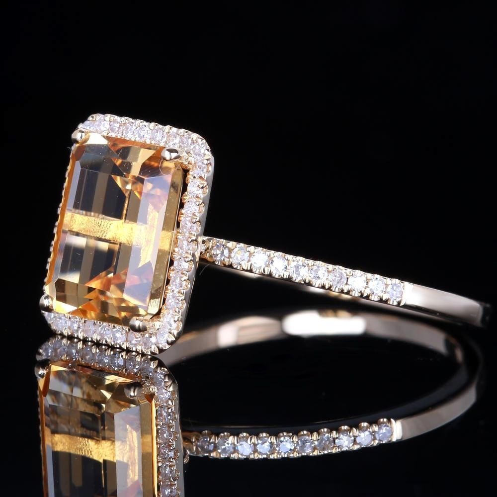Fashion Champagne Square Diamond Engagement Group Rings