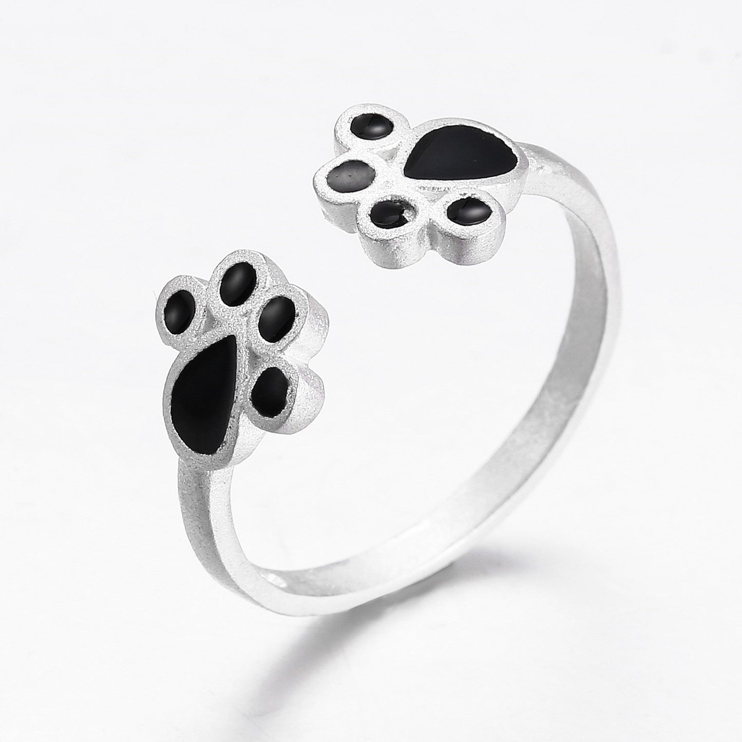 Women's Sier Plated Cat's Paw Cat Version Rings
