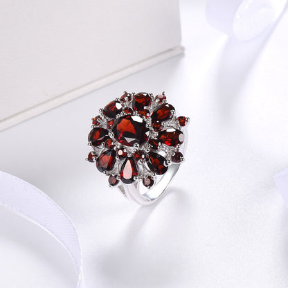 Inlaid Pomegranate Ruby Female Full Diamond Rings