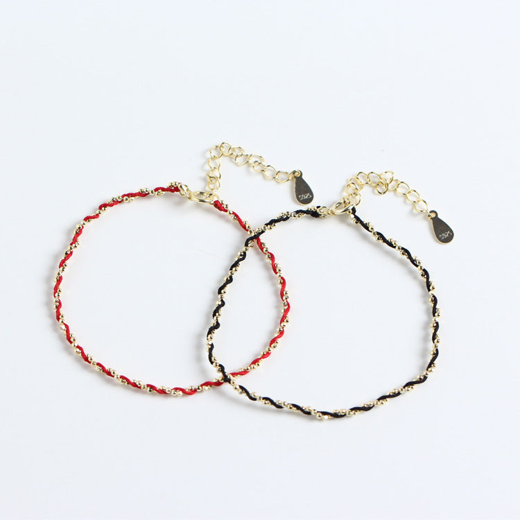 Sterling Sier Simple Hand-woven Chain Wrist Bracelets