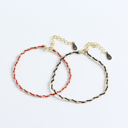 Sterling Sier Simple Hand-woven Chain Wrist Bracelets