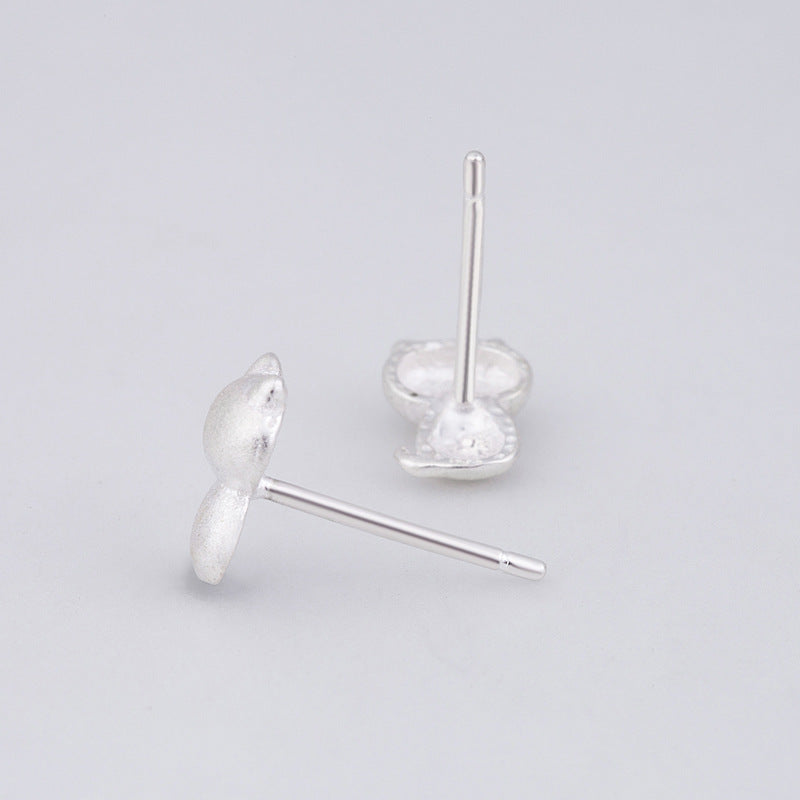 Women's Sier-plated Ear Cute Kitty Small Animal Earrings