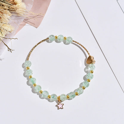 Star Hot Flower Pink Crystal Single Circle Stylish Bracelets