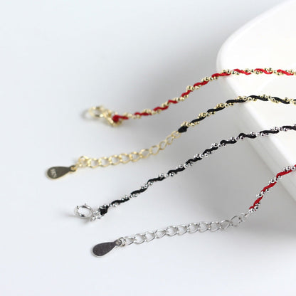 Sterling Sier Simple Hand-woven Chain Wrist Bracelets