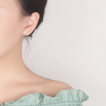 Women's Sier-plated Ear Cute Kitty Small Animal Earrings