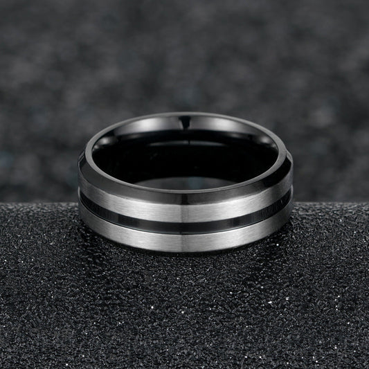 Men's Titanium Steel Brushed Matte Wide Double Rings