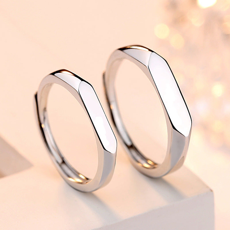 Women's & Men's Open Mouth And Korean Style Simple Glossy Rings