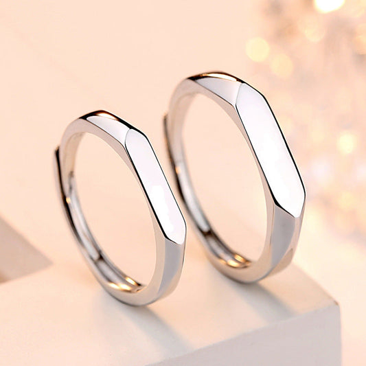 Women's & Men's Open Mouth And Korean Style Simple Glossy Rings