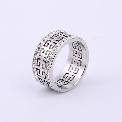 Wall Pattern Titanium Steel Design Double Row Drill Rings