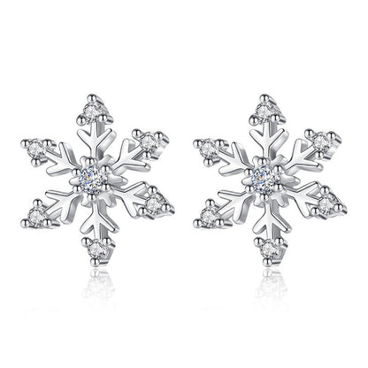 Zircon Snowflake Ear Female Sweet Elegance Earrings