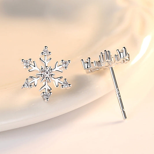 Zircon Snowflake Ear Female Sweet Elegance Earrings