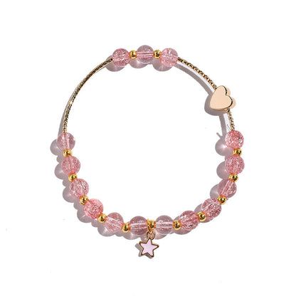 Star Hot Flower Pink Crystal Single Circle Stylish Bracelets