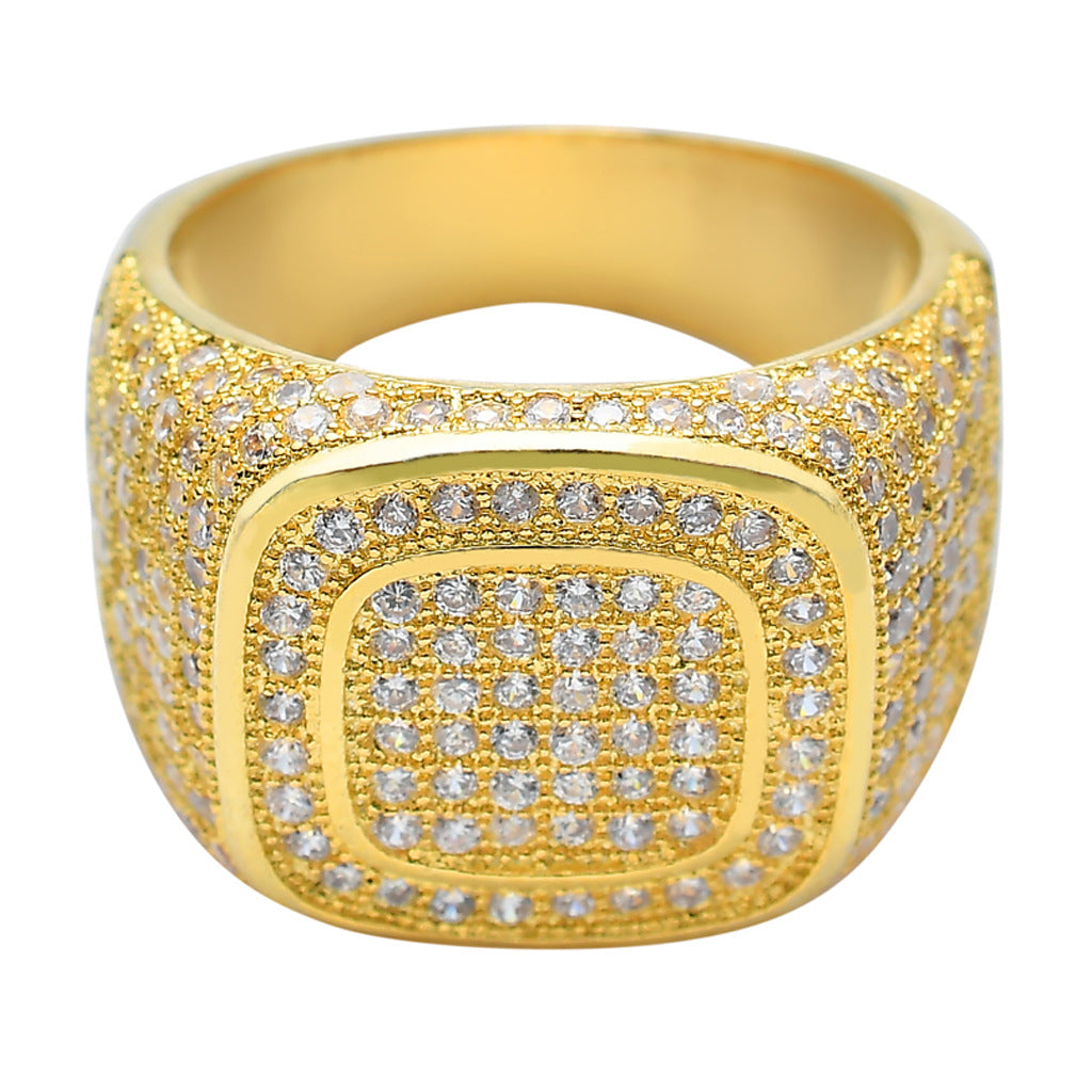 Men's Gold-plated Zircon Hip Hop Full Diamond Rings