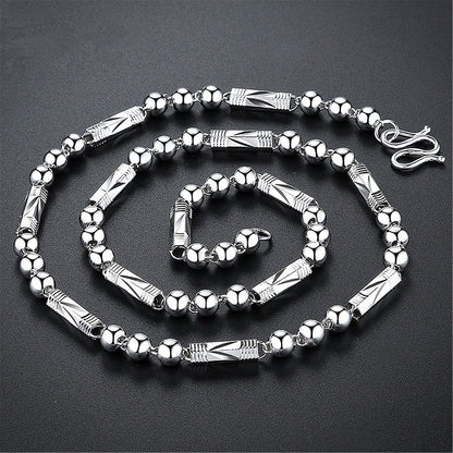 Men's Chain Hexagonal Cylinder Three Beads Buddha Necklaces