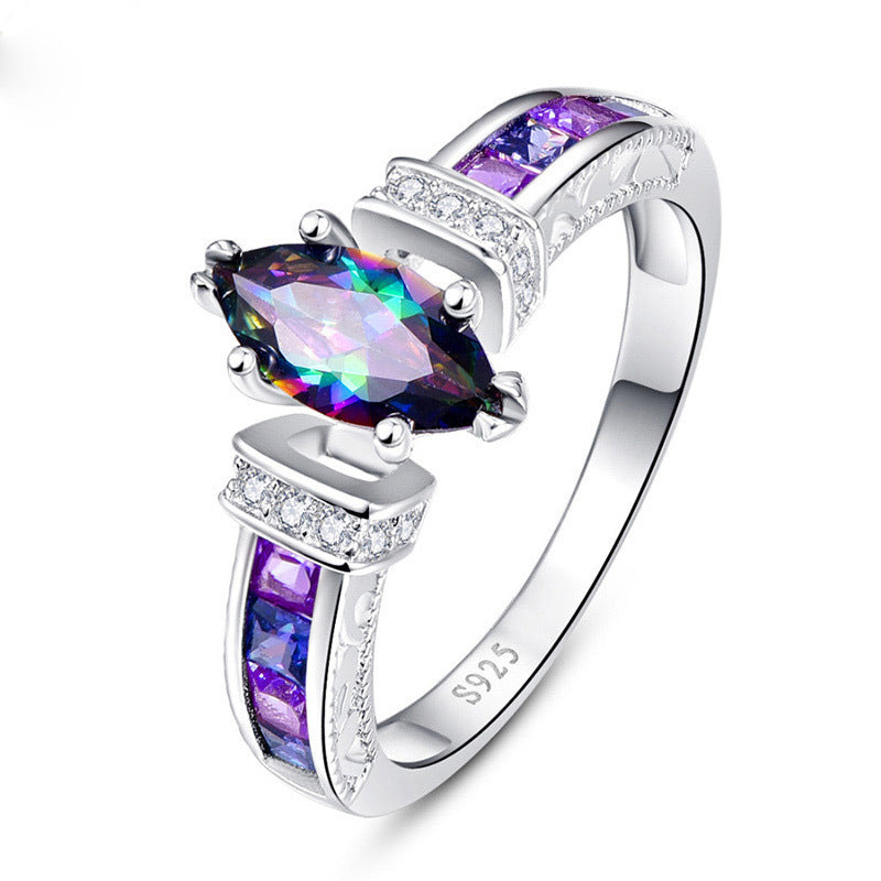 Women's Colorful Oval Zircon For Fashion Trendy Rings