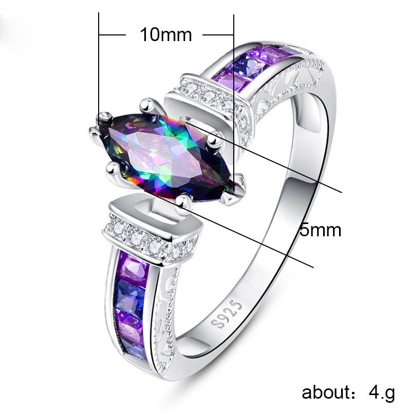 Women's Colorful Oval Zircon For Fashion Trendy Rings