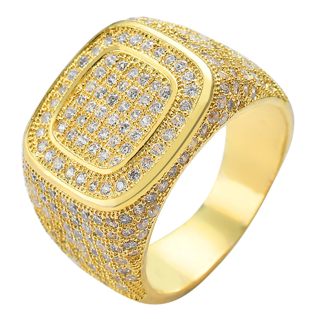 Men's Gold-plated Zircon Hip Hop Full Diamond Rings