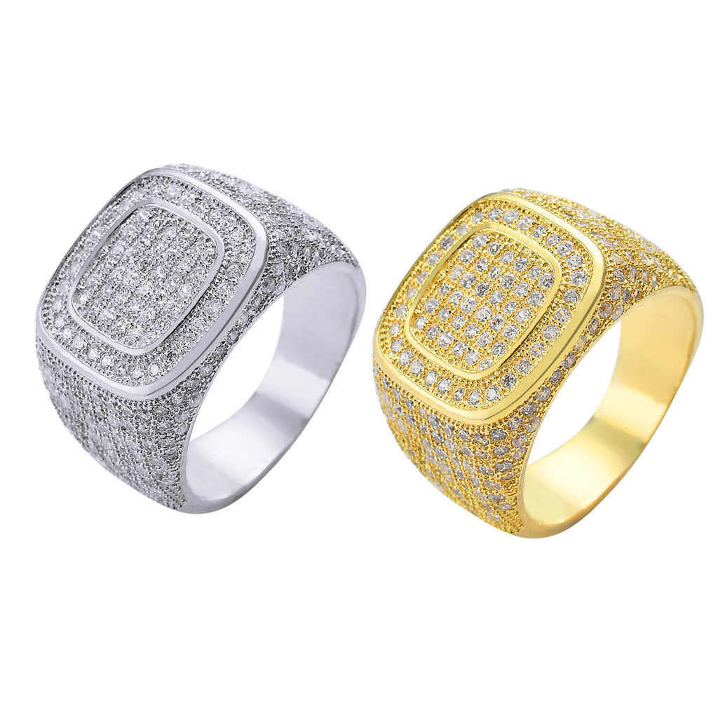 Men's Gold-plated Zircon Hip Hop Full Diamond Rings