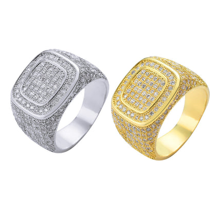 Men's Gold-plated Zircon Hip Hop Full Diamond Rings