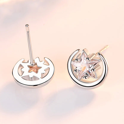 Versatile Moon Cute Pentagram Auricular Needle Earrings