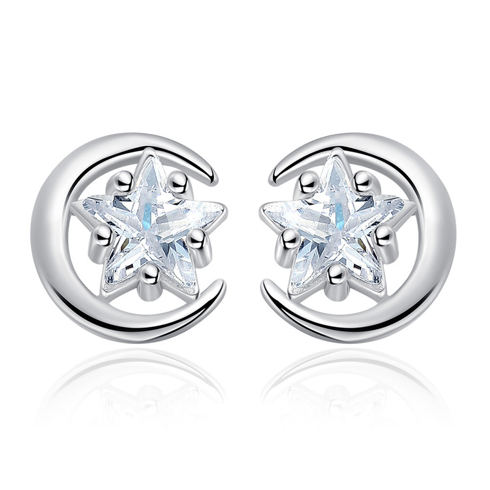 Versatile Moon Cute Pentagram Auricular Needle Earrings