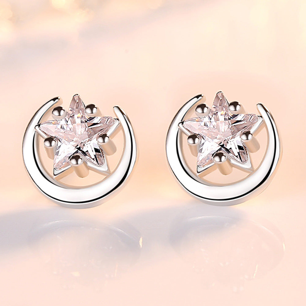 Versatile Moon Cute Pentagram Auricular Needle Earrings