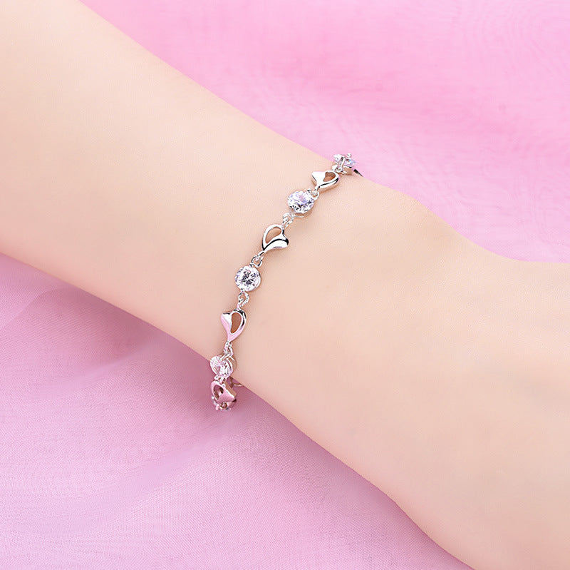 Sterling Sier Crystal Love Female Light Bracelets