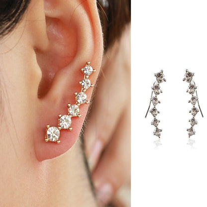 Women's Gradient Full Diamond Personality Fashion Inlaid Stone Geometric Earrings
