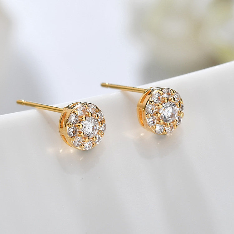 Zircon Grade Full Diamond Plated Color Simple Commuter Earrings