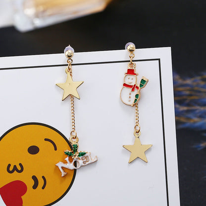 Women's Sweet Cute Christmas Tree Snowman Personality Earrings