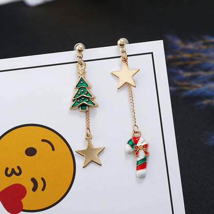 Women's Sweet Cute Christmas Tree Snowman Personality Earrings