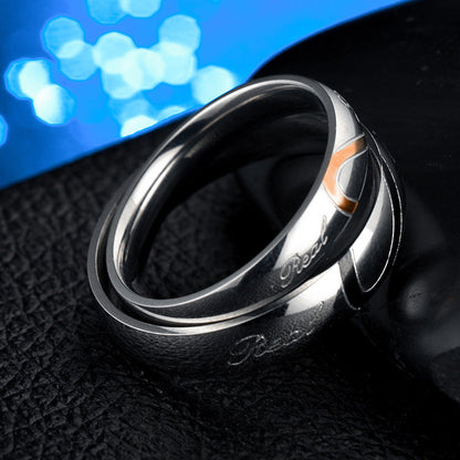 Jewelry Simple Half Heart Shaped Stainless Steel Rings