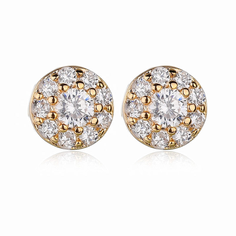 Zircon Grade Full Diamond Plated Color Simple Commuter Earrings