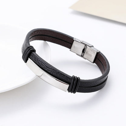 Men's Fashion Retro Titanium Steel Leather Couple Bracelets