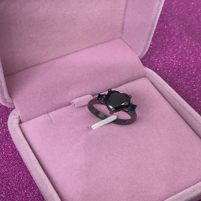 Ornament Heart-shaped Electroplating Gun Black Hand Rings