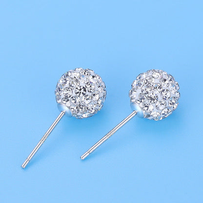 Women's Swiss Diamond Super Flash Rhinestone Ball Earrings