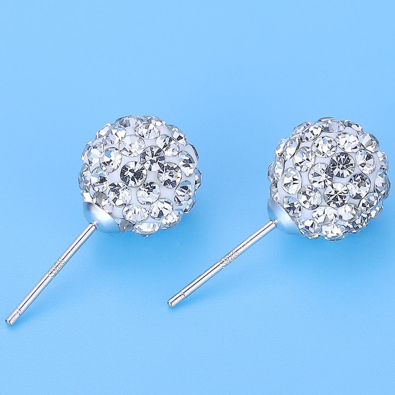Women's Swiss Diamond Super Flash Rhinestone Ball Earrings