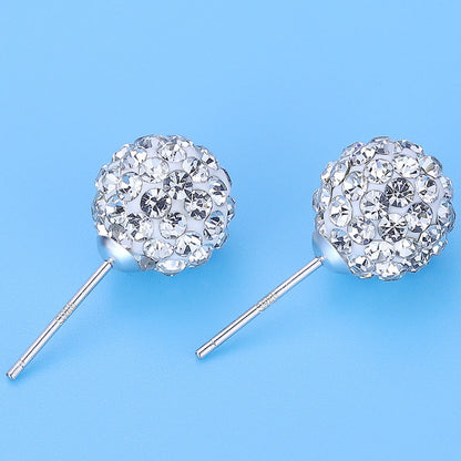 Women's Swiss Diamond Super Flash Rhinestone Ball Earrings
