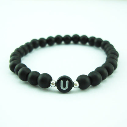 Style Free Match Letter Frosted Imitation Black Bracelets