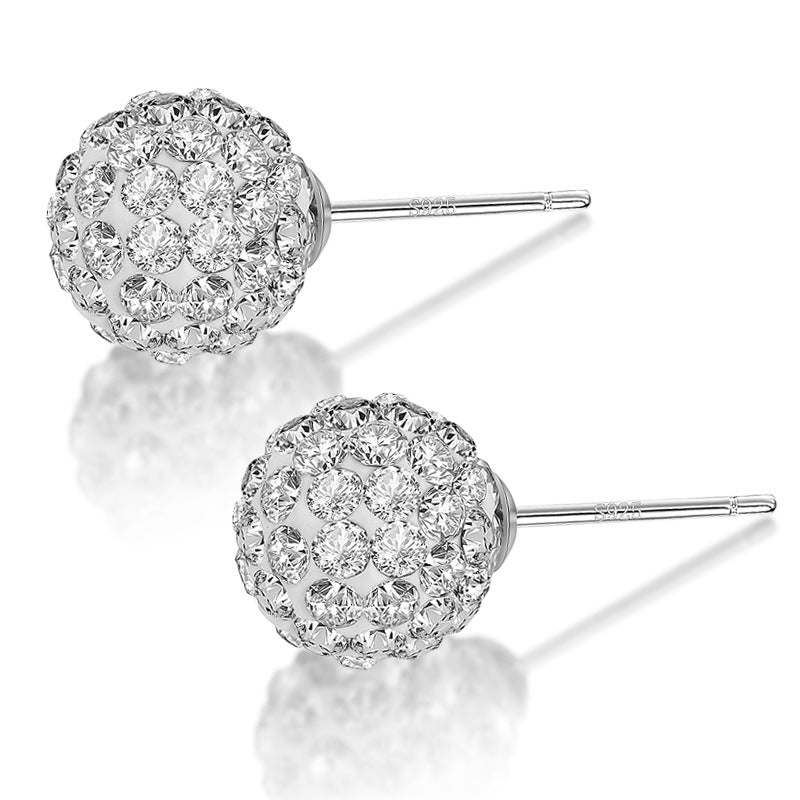 Women's Swiss Diamond Super Flash Rhinestone Ball Earrings