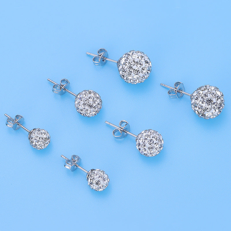 Women's Swiss Diamond Super Flash Rhinestone Ball Earrings