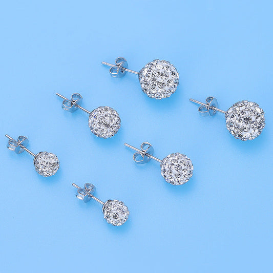 Women's Swiss Diamond Super Flash Rhinestone Ball Earrings