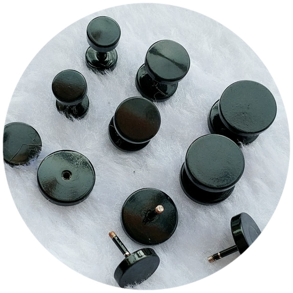 Men's Steel Ear Bone Korean Punk Black Round Earrings