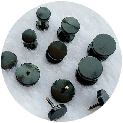 Men's Steel Ear Bone Korean Punk Black Round Earrings