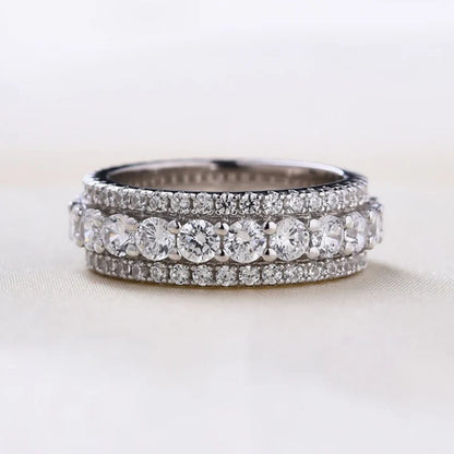 Eternity Round Cut Triple-Row Wedding Ring in Silver-Miusejewelry