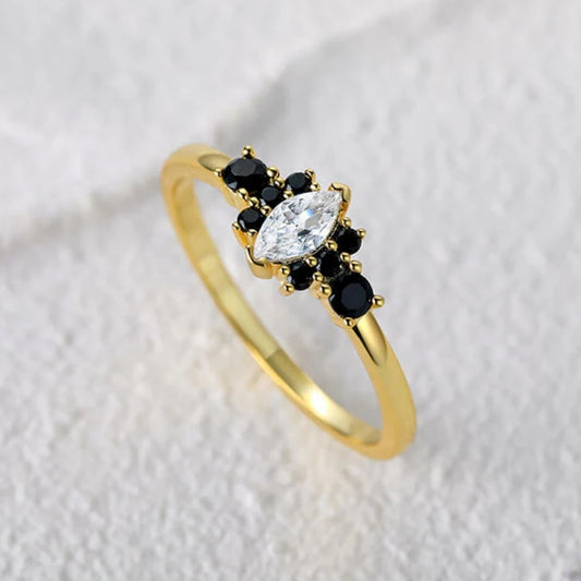 Vintage Marquise Cut Yellow Gold Engagement Ring-Miusejewelry