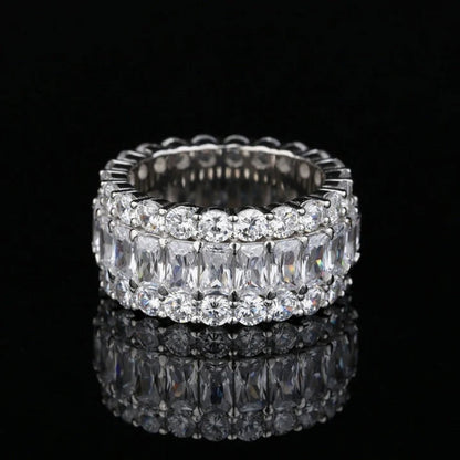 Gorgeous Triple Row Wedding Band in Sterling Silver-Miusejewelry